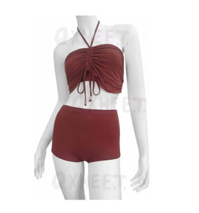 前中抽皱绑带上衣+b平口裤 供应商