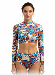 連身圖騰兩件式泳衣